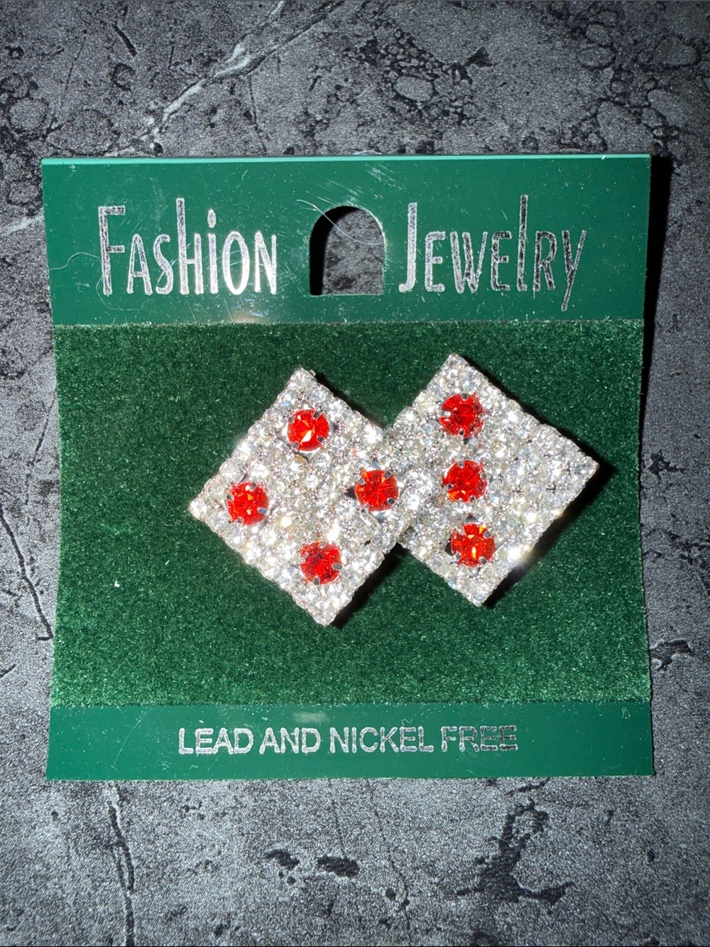 Fashion Jewelry Silver Crystal Square Brooches with Red Accent Gems